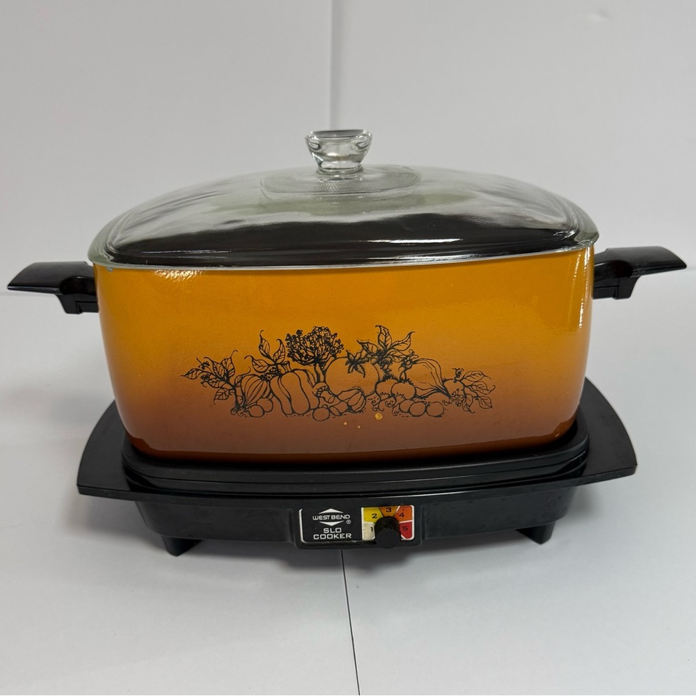 TESTED & WORKING Vintage West Bend Glass Slo Cooker Lid Base Retro Kitchenware